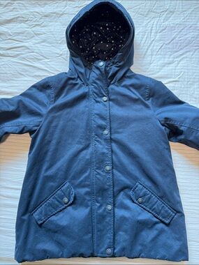 Bench Navy Hooded Kids Raincoat with Polka Dot Hood Lining